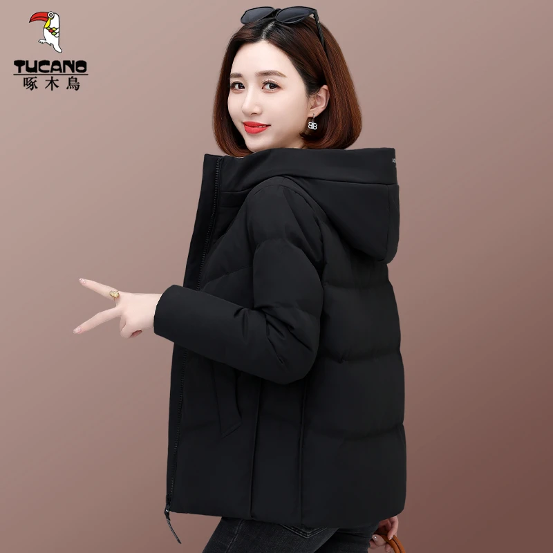 啄木鸟羽绒服女冬季2025新款时尚休闲中老年加厚保暖短款羽绒外套
