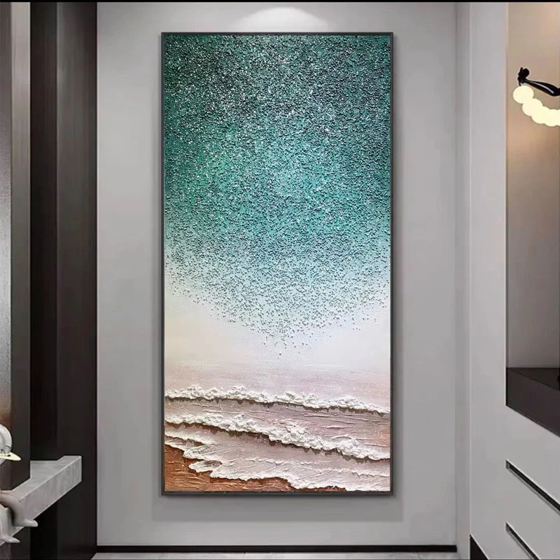 抽象手绘油画现代简约玄关画轻奢高级感正对门走廊装饰画立体肌理