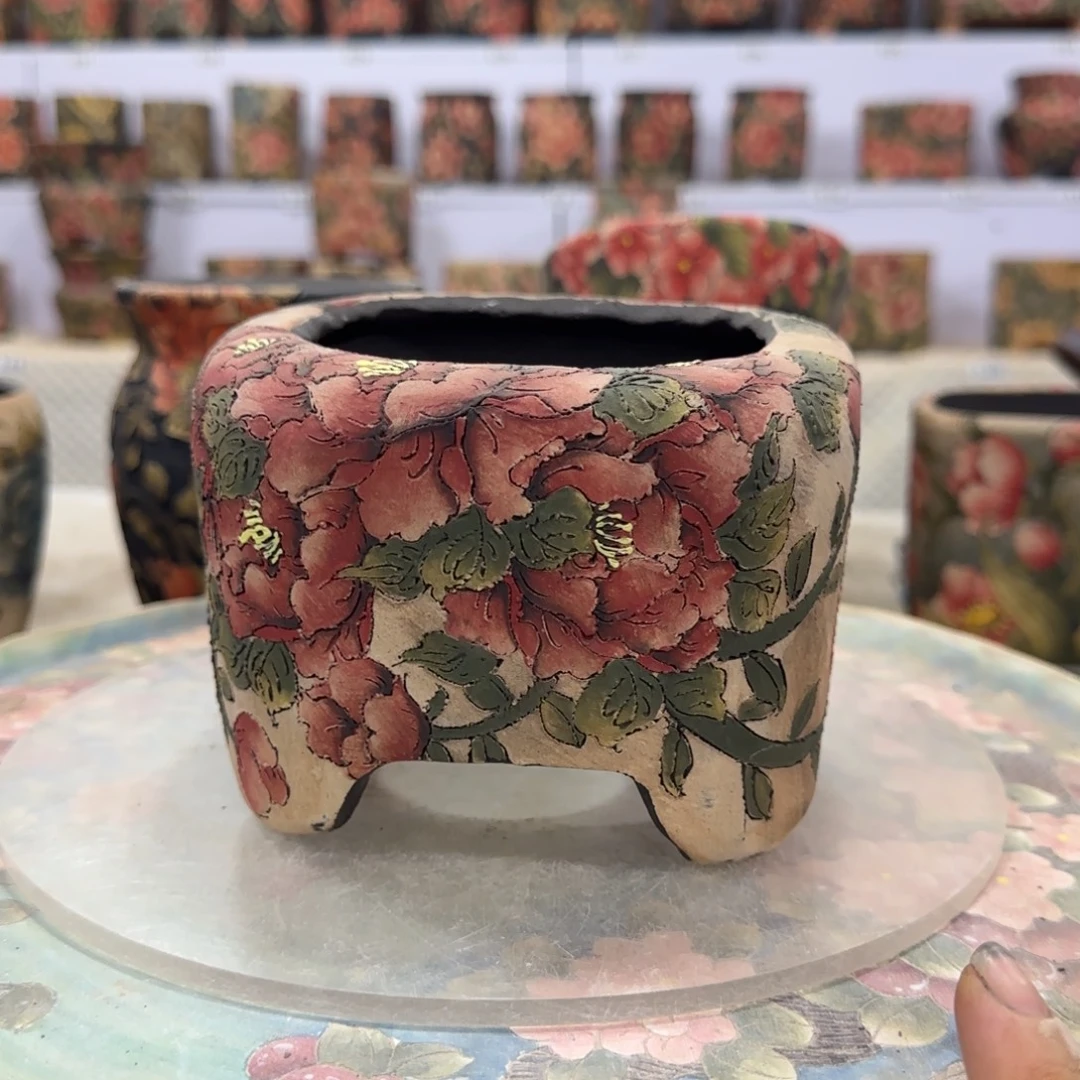花盆紫砂精品多肉手绘花盆