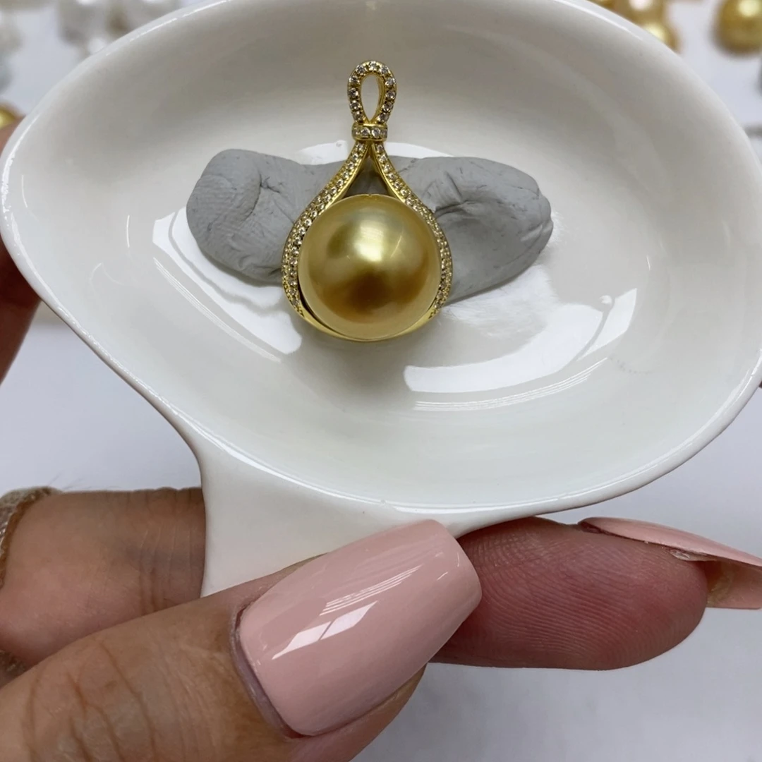 裸珠海水珍珠金珠单珠12.8