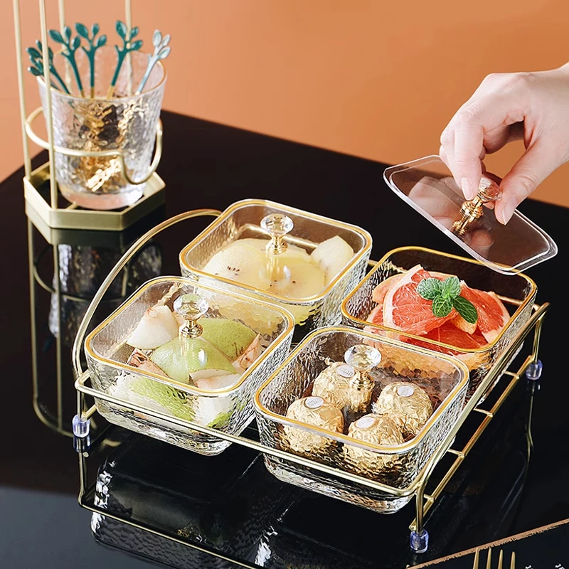 透明分格果盘碗盖子水果盘点心小吃干果坚果瓜子零食糖果配套盖子