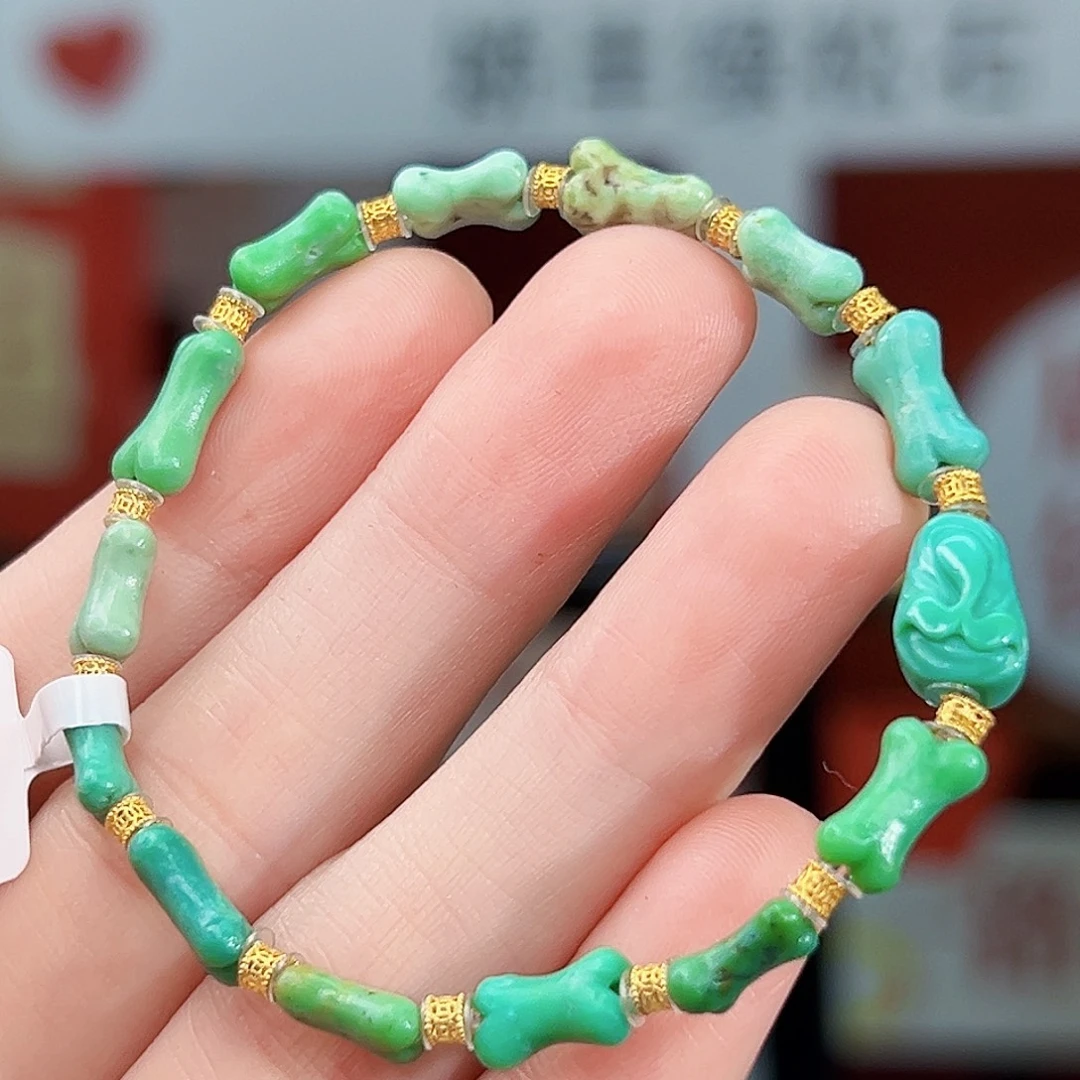 绿松石18K金镶嵌珠宝奇石