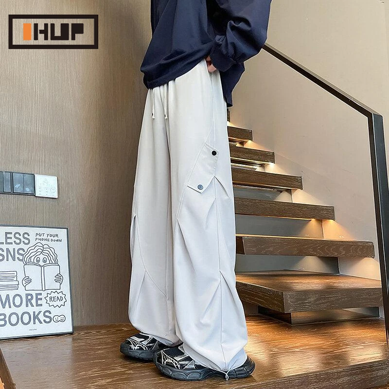 OHUP新款宽松美式潮牌休闲裤休闲直筒垂感美式潮流运动阔腿长裤子