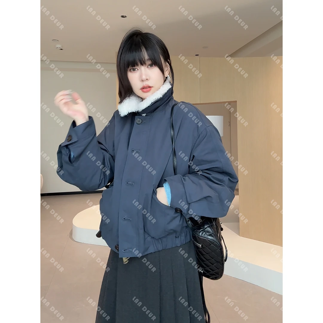 JIUJIU【琥珀叙事】时尚百搭简约气质工装毛毛领羽绒服外套女