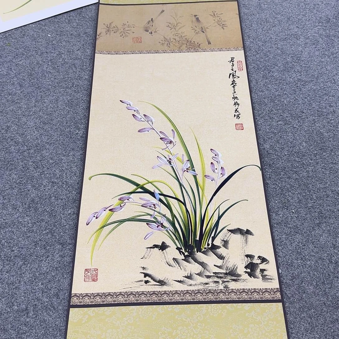 国画国画立体兰花作品