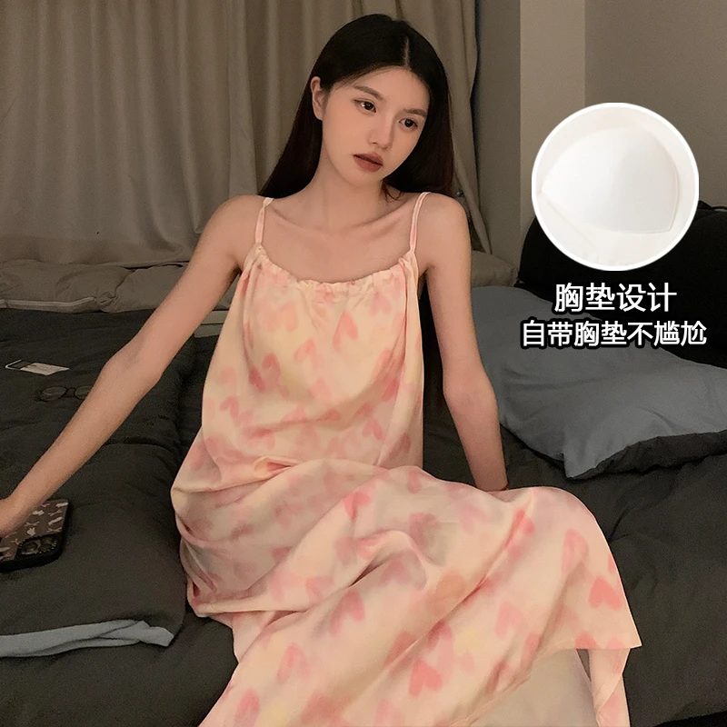 吊带睡裙女夏季2025新款冰丝甜美性感无袖夏天法式纯欲睡衣家居服