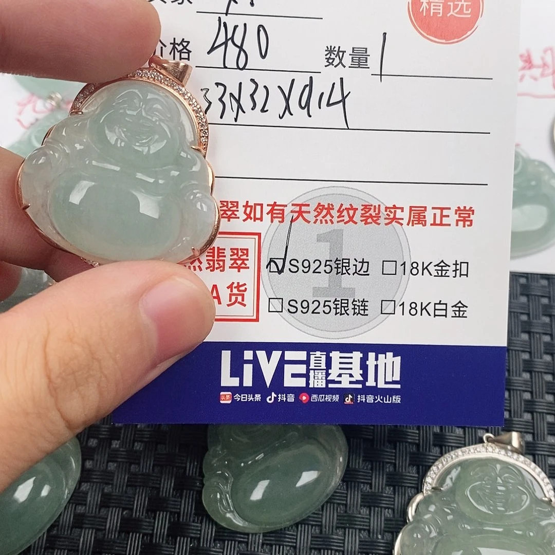 台***刘翡翠银S925镶嵌颈饰