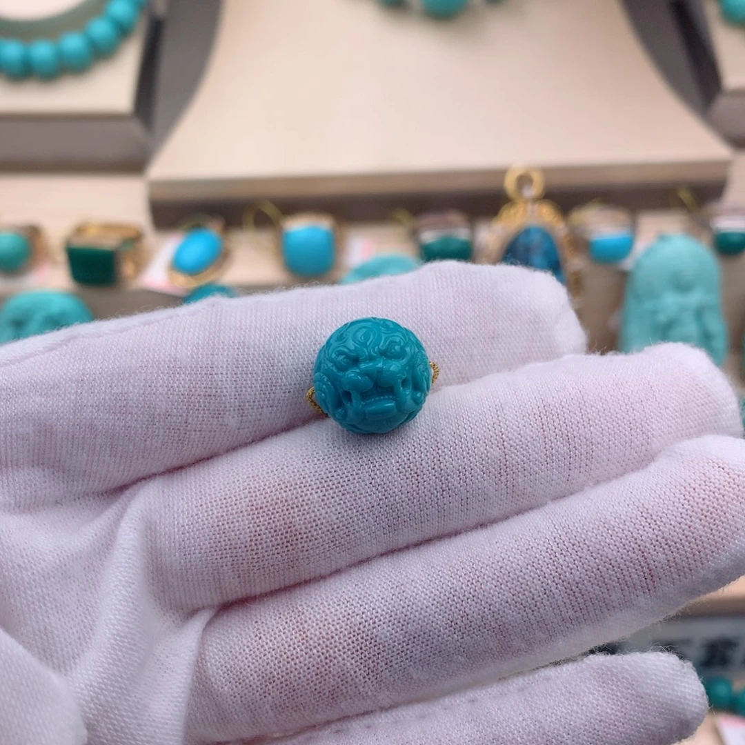 绿松石珠宝奇石未镶嵌13.5mm