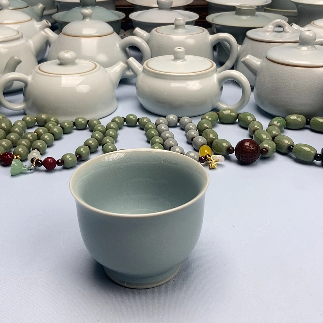 杯天青微蓝玉蓝杯原矿原釉原产地