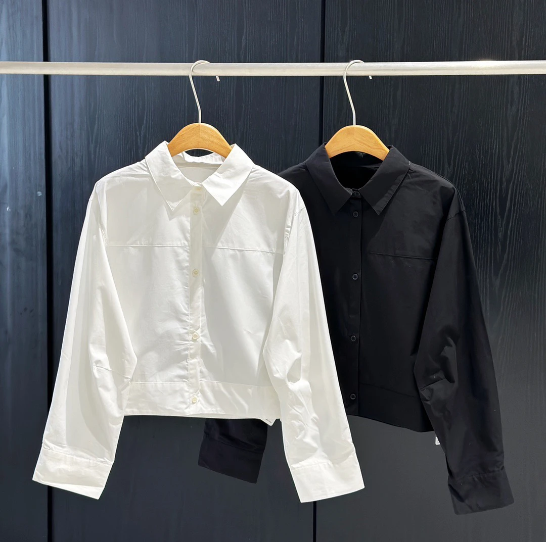 【art家】新款翻领短款长袖衬衫