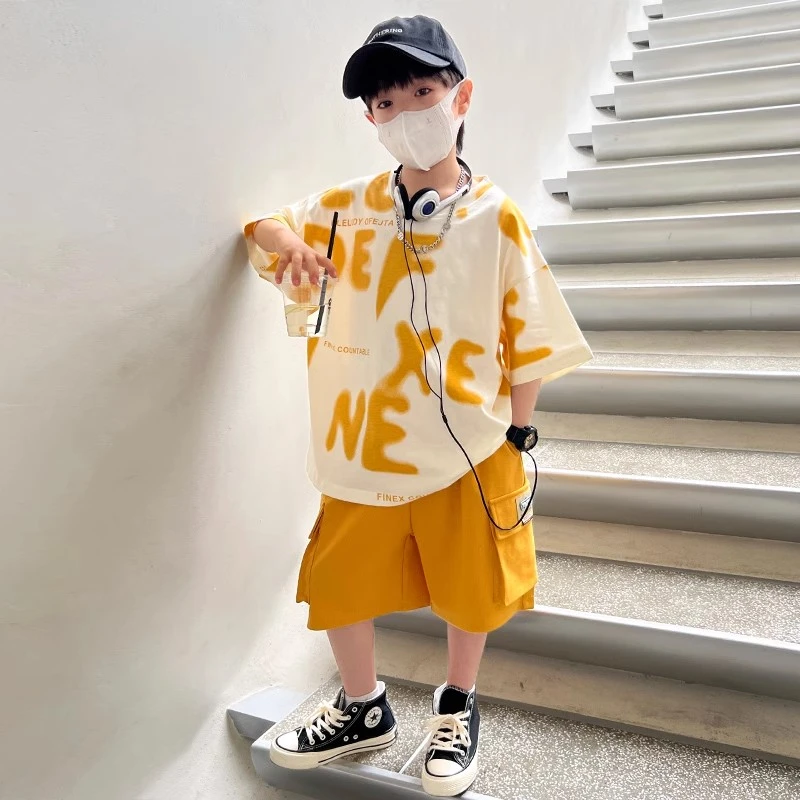 男童时尚夏装2025新款中小儿童夏季薄款短袖T恤衣服潮酷帅气炸街