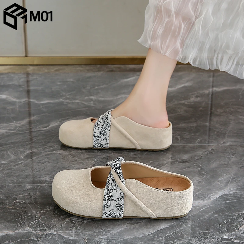 M01明星同款2025新款时尚百搭法式勃肯鞋小个子增高软底包头拖鞋