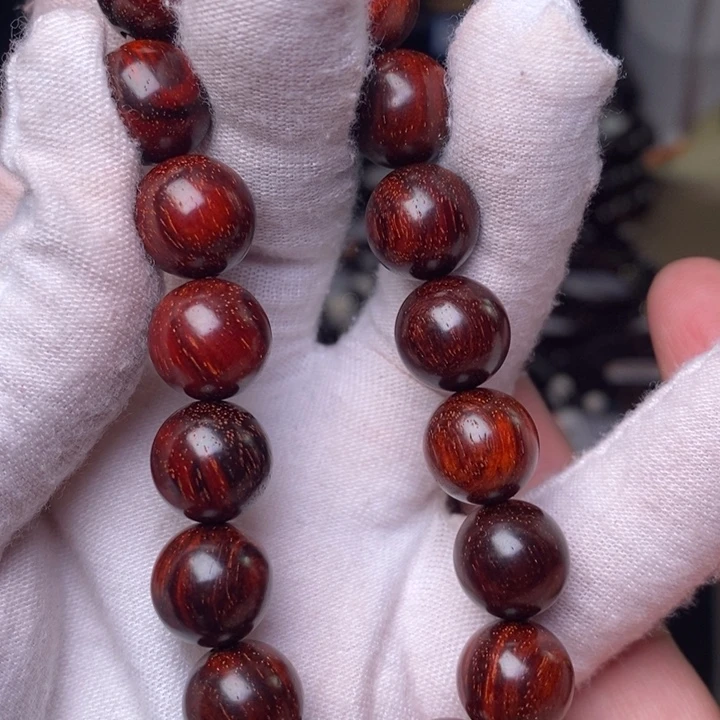 小叶紫檀手串/手链原汁原味1.2cm 拆房料火焰纹特价款