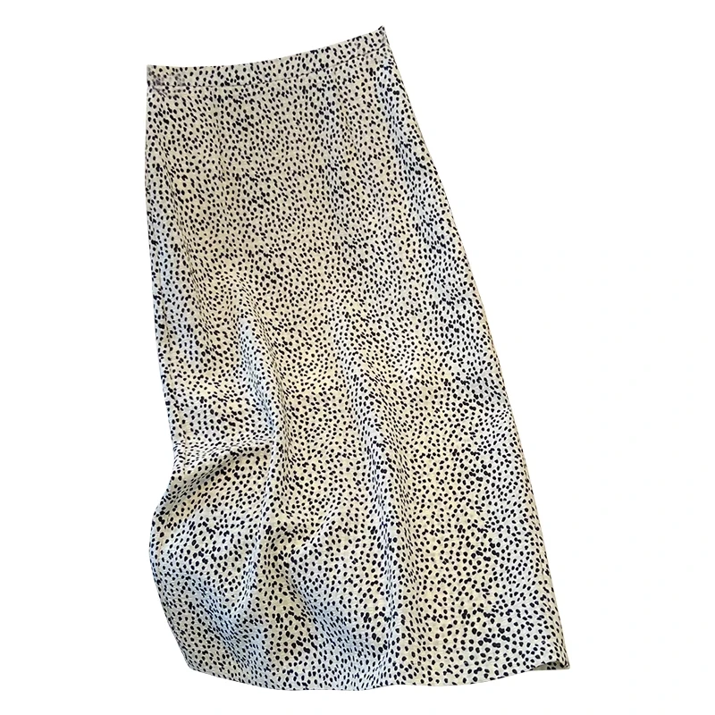 拉夏贝尔波点半身裙女夏季中长款2025新款高腰豹纹舒适透气直筒裙