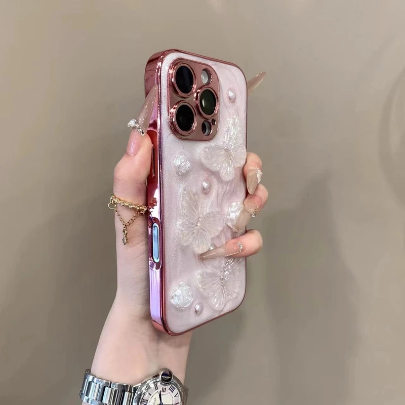 立体滴胶蝴蝶适用苹果15手机壳iPhone16ProMax新款14防摔13硅胶12