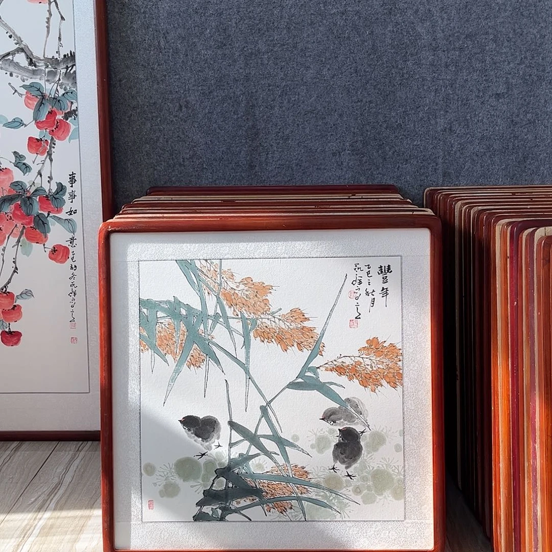 国画书画作品带框63×63