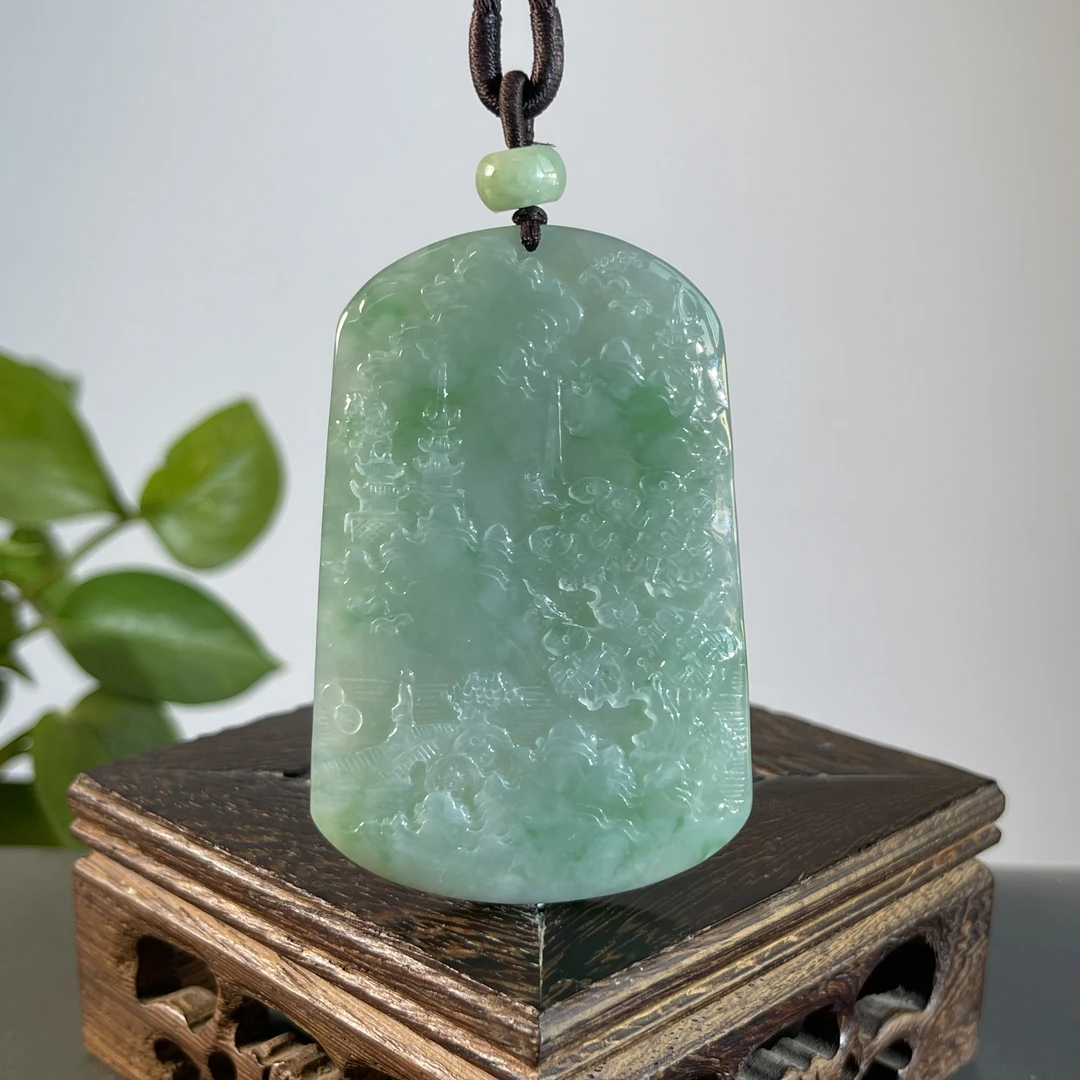 JGB12-159  天然缅甸A货翡翠  山水牌