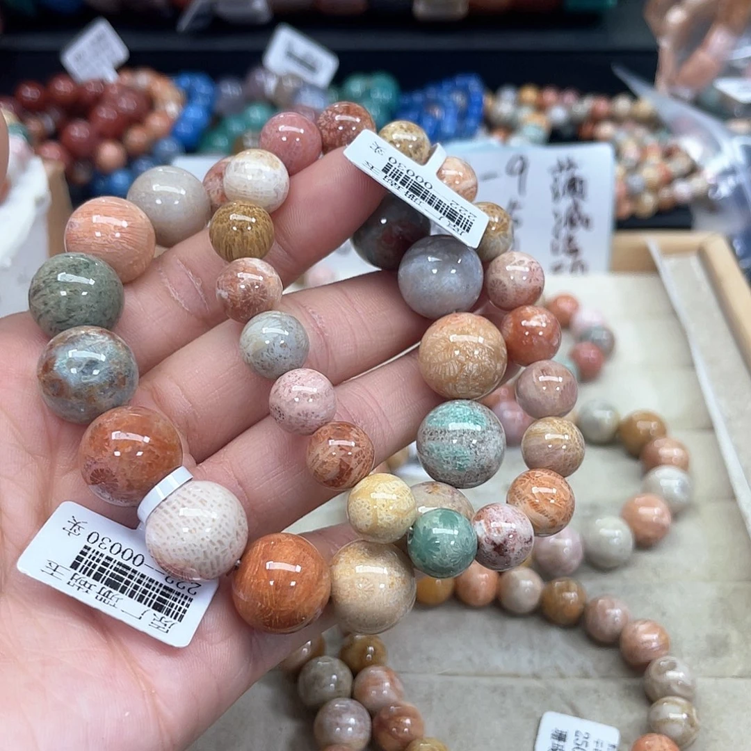 硅化珊瑚（珊瑚玉）手串未镶嵌花*边833