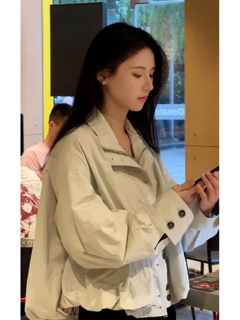 法式拼接工装外套女2025新款秋季设计感休闲百搭夹克宽松法式上衣