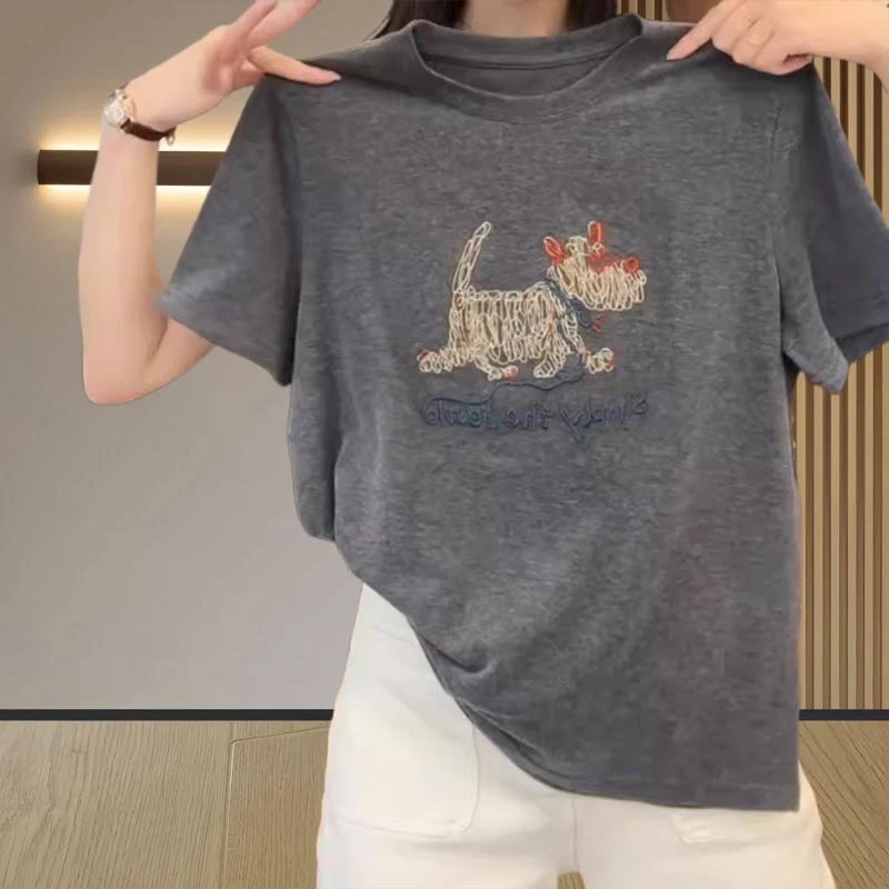 百搭简约通勤2025年夏季新款时尚休闲风女装T恤上衣短袖圆领小众