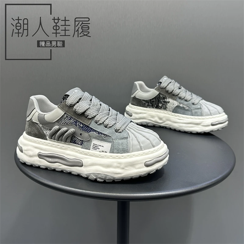 男鞋2025秋季新款厚底增高休闲鞋舒适百搭低帮老爹潮流时尚运动鞋