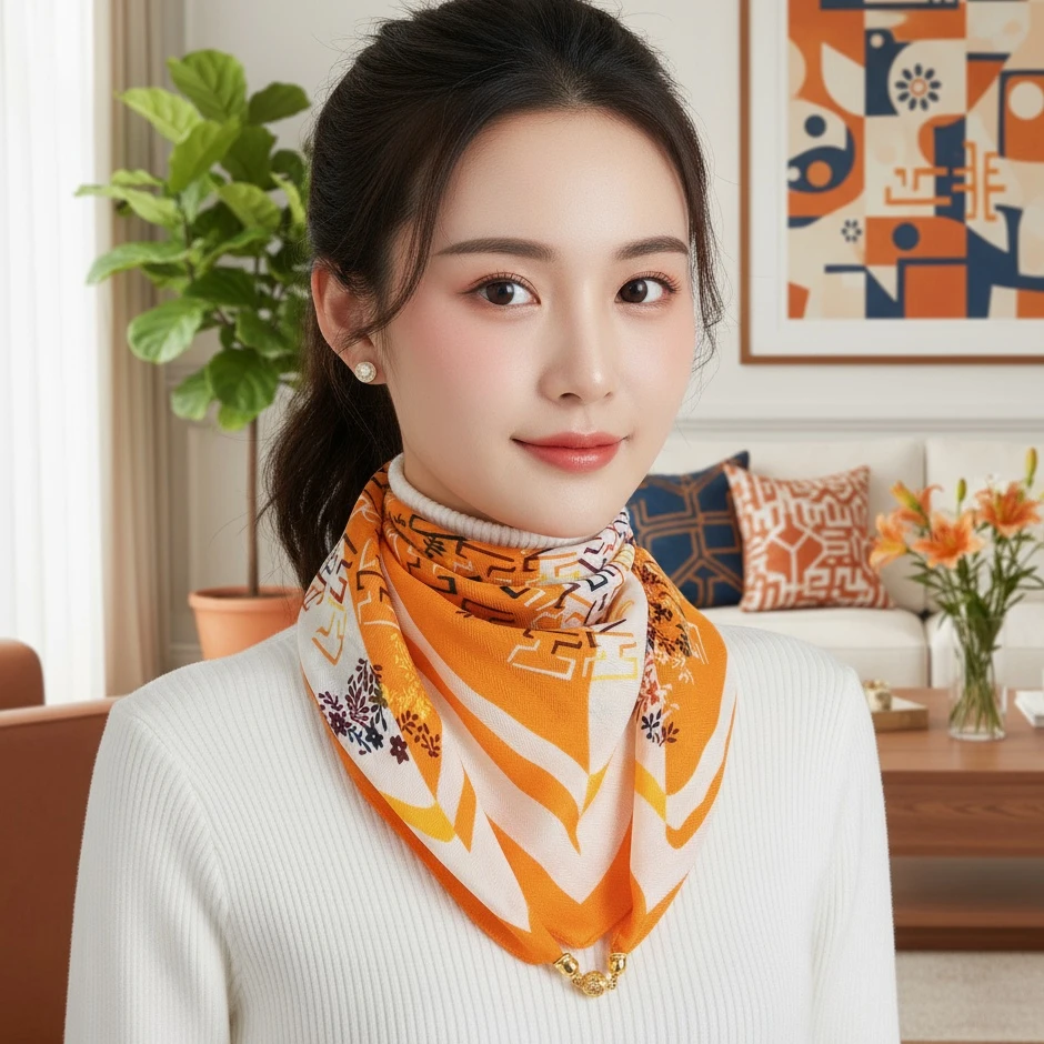 2024新款丝巾秋冬季防寒护颈防蹭衣领三角65丝巾磁吸扣洋气围脖