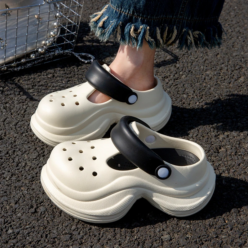 小码女鞋夏季厚底增高凉鞋2025新款矮子乐洞洞鞋34外穿35高跟拖鞋