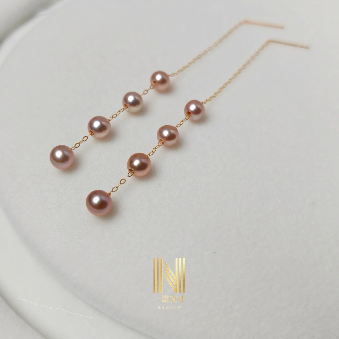 【女神节专享】18k金淡水紫色满天星款珍珠耳线