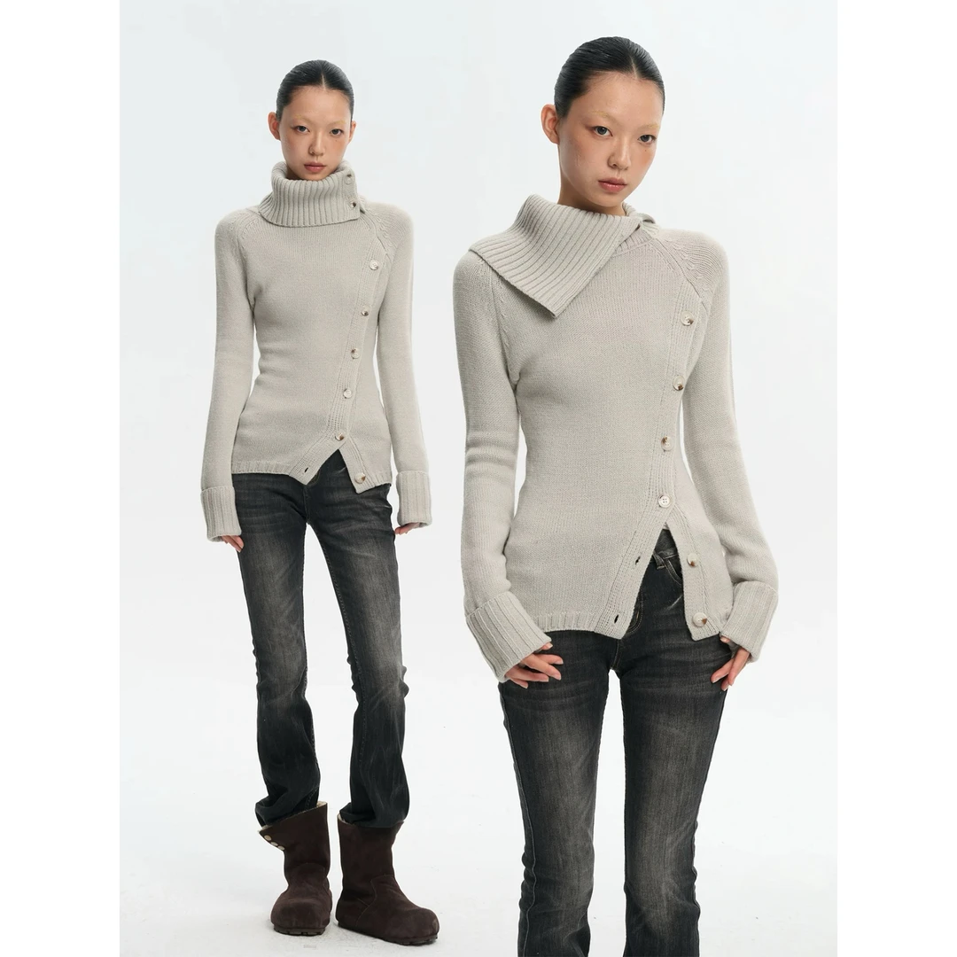LINY LIBERTY 25AW 解构高领羊毛混纺毛衣W16259135