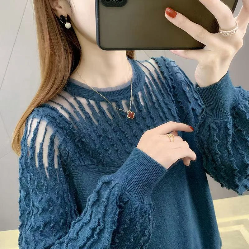 038（安言服饰）宽松常规款春秋针织毛针织衫长袖圆领毛衣针织衫