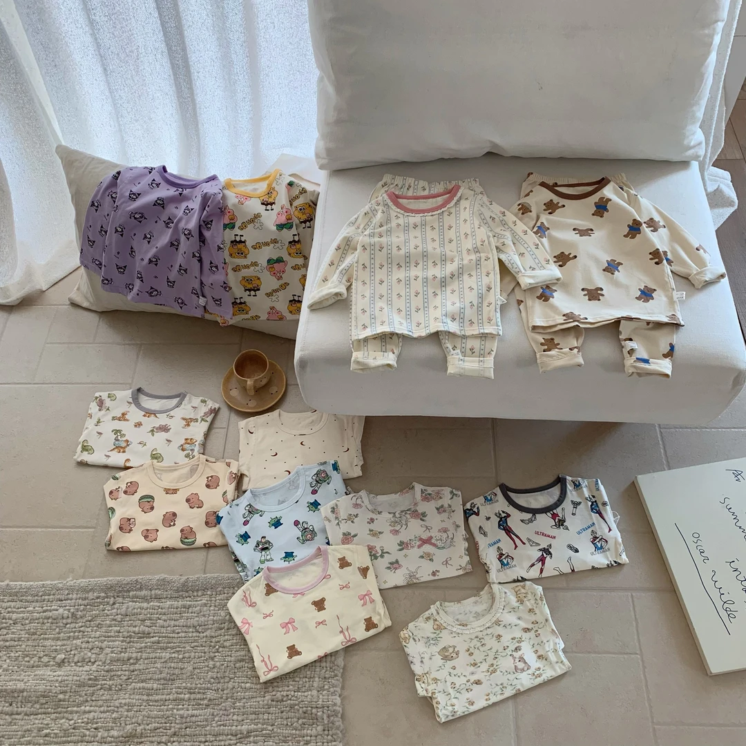 【清仓】62001洹彩25年秋季新品儿童卡通莱卡套装家居服两件套