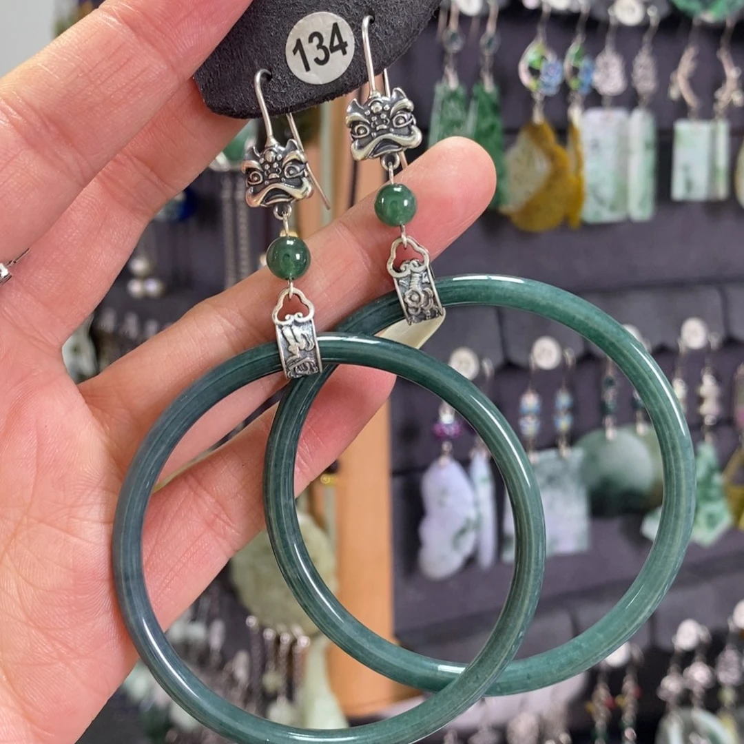 翡翠耳饰银S925镶嵌光***事X29