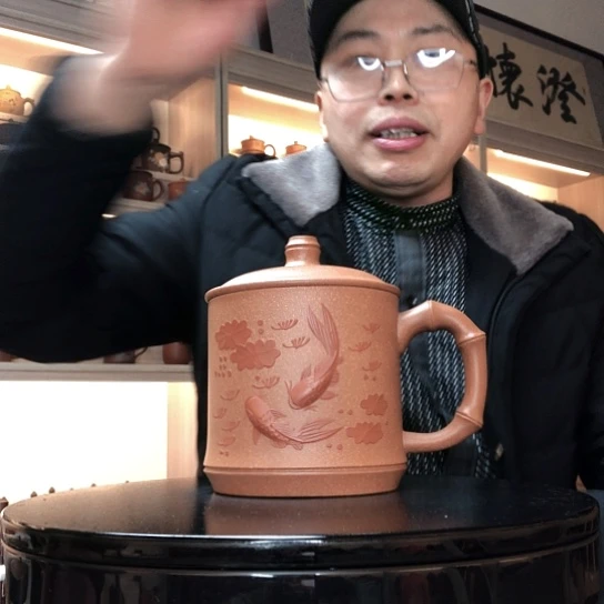 段泥茶杯年年有余容量450