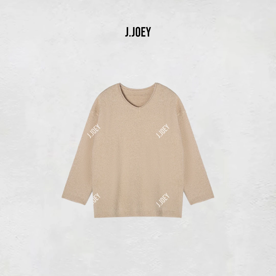 J.JOEY 冬季简约纯色百搭米杏色针织羊毛毛衣0792