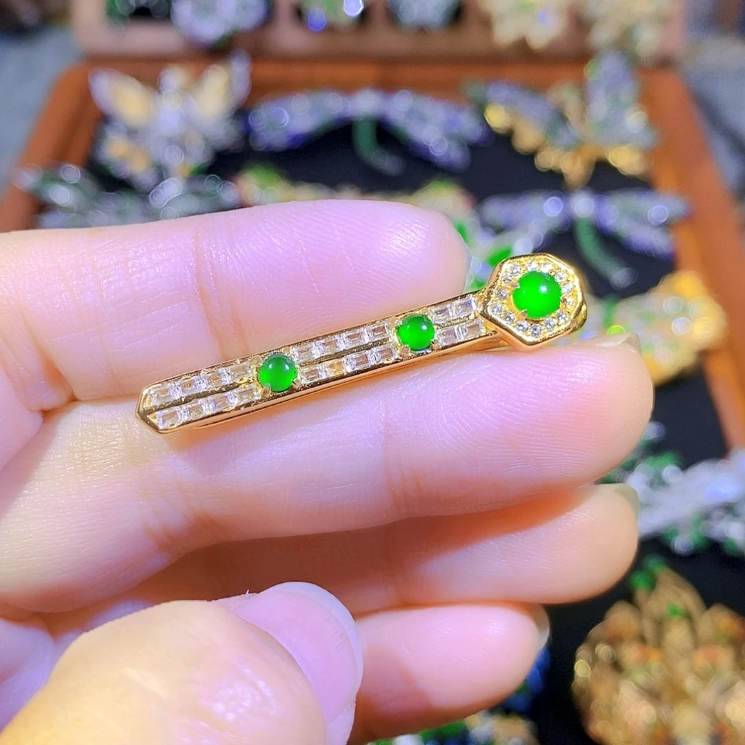 吊坠(不含链)银S925镶嵌翡翠