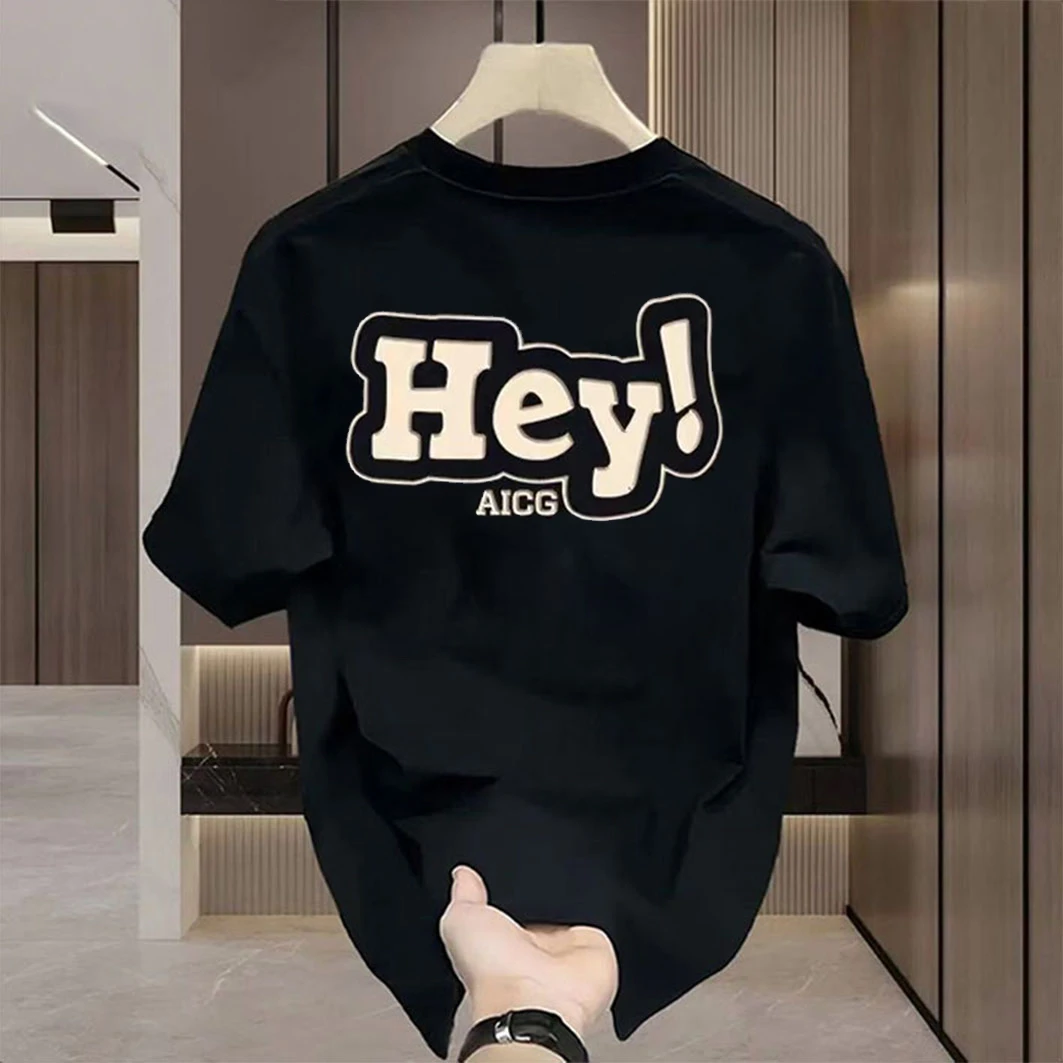 雅鹿夏季男士纯棉短袖t恤男女同款圆领潮流韩版宽松百搭印花半袖