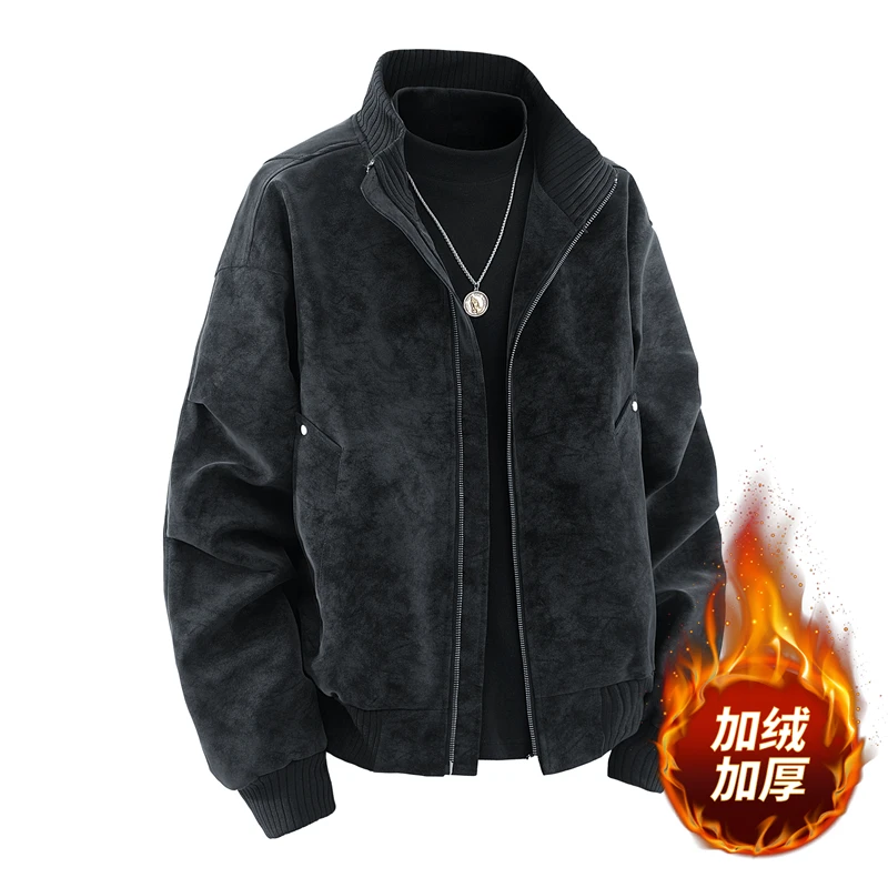 【陈公子专属】潮流皮衣防风厚款立领保暖秋季欧美风皮夹克短款男士