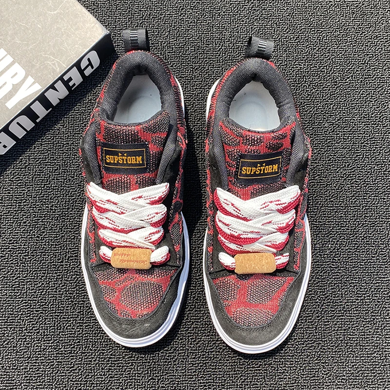 大码男鞋45-48码板鞋酒红色老爹鞋学生跑步休闲鞋透气潮鞋爆款鞋