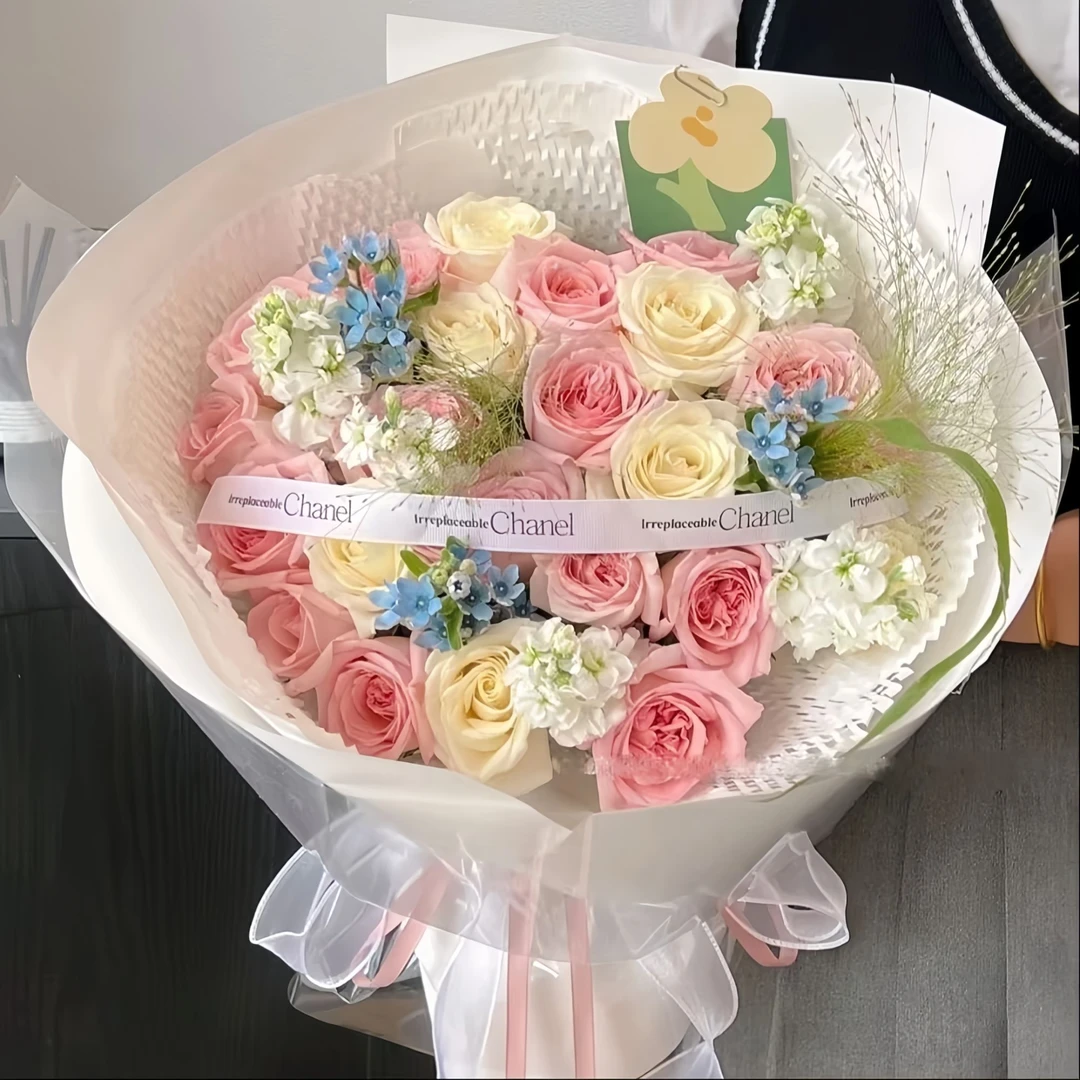 【绚烂盛放】19朵混搭玫瑰花粉玫瑰香槟玫瑰花鲜花束生日鲜花礼物仪式感鲜花送朋友闺蜜鲜花小时达同城团购配送