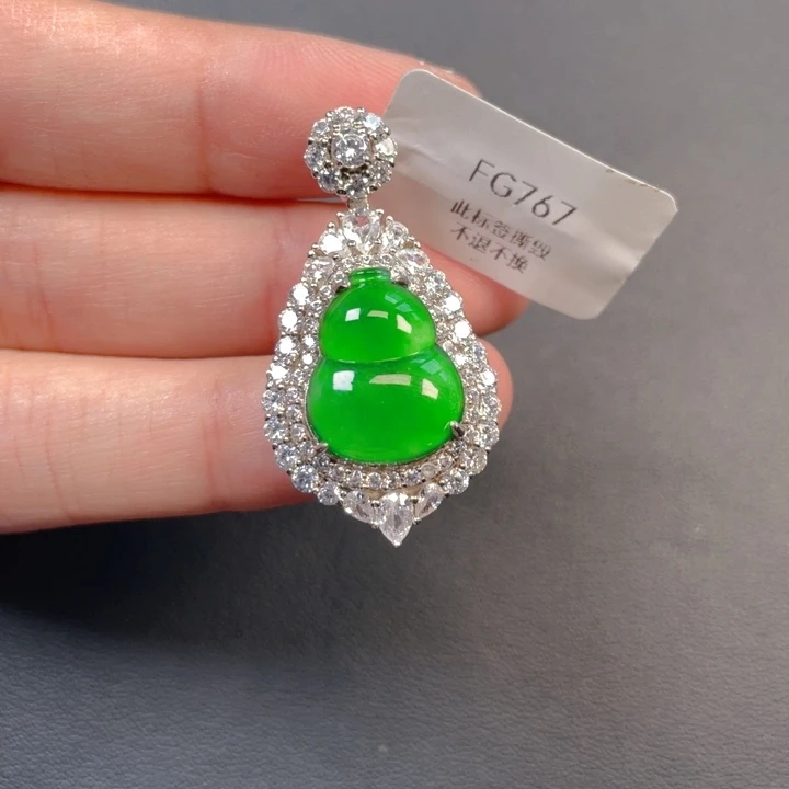 翡翠银S925镶嵌吊坠(不含链)