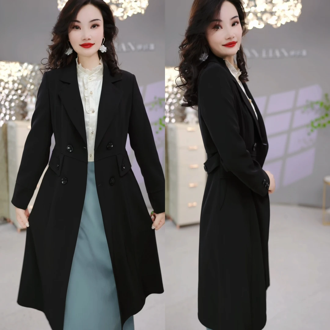 2025春季新款修身显瘦气质减龄轻奢定制中长款风衣外套M-4XL