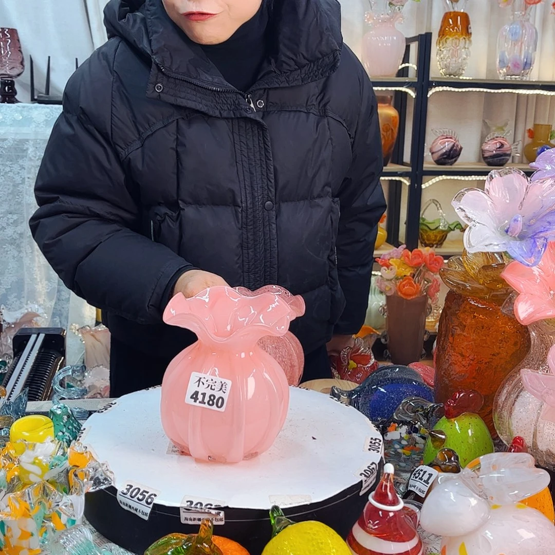 家悦琉璃花瓶摆件不完美