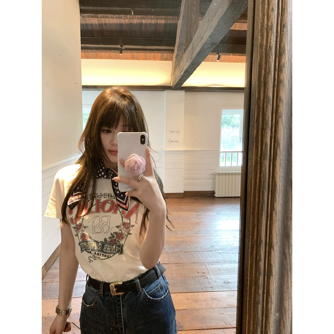 【AHY】“Retro beauty”100%棉精致复古印花短袖新品