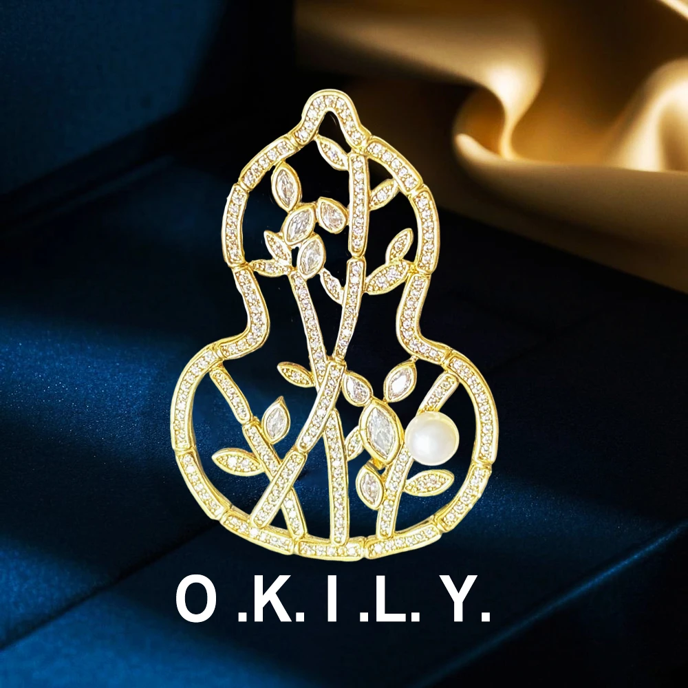 铜合金锆石胸针 【BP0274】竹报平安胸针轻奢高档竹节高升胸针