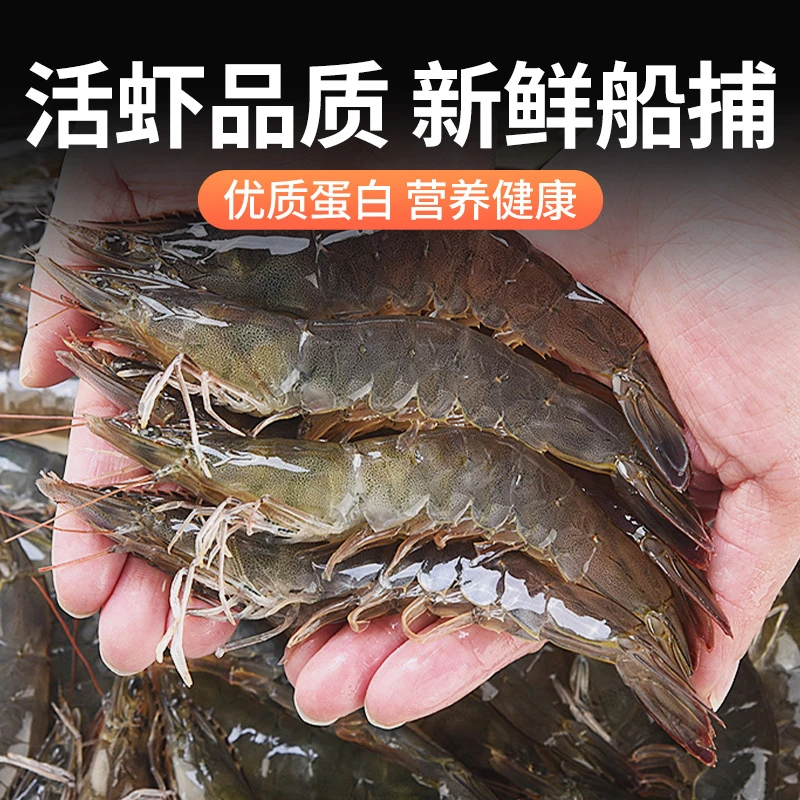 【顺丰+京东直发】白虾海虾海养海捕鲜鲜活虾急冻锁鲜27只左右/斤