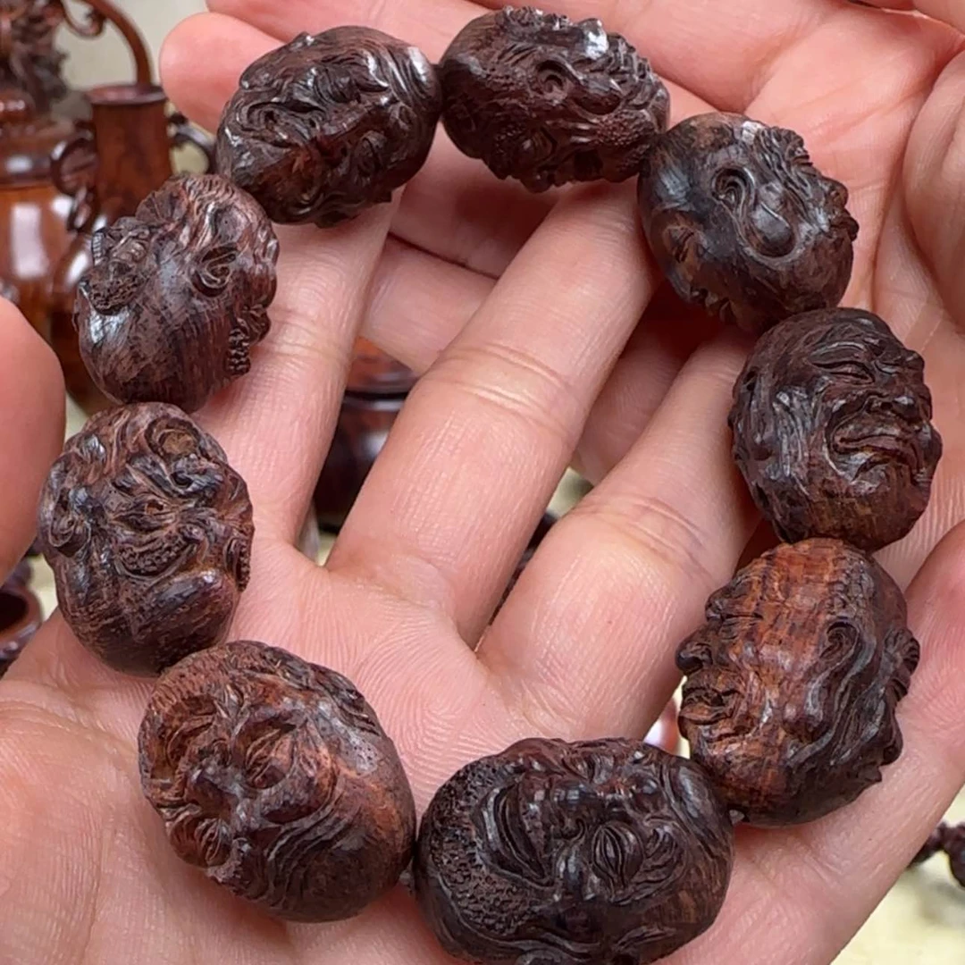 【闪购商品】黄花梨/降香黄檀好***?十八罗汉 雕刻珠