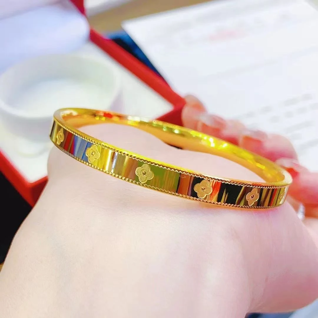 合金手镯 四叶草手镯 时尚 潮流 经典 百搭 甜美 靓丽 素款  光面