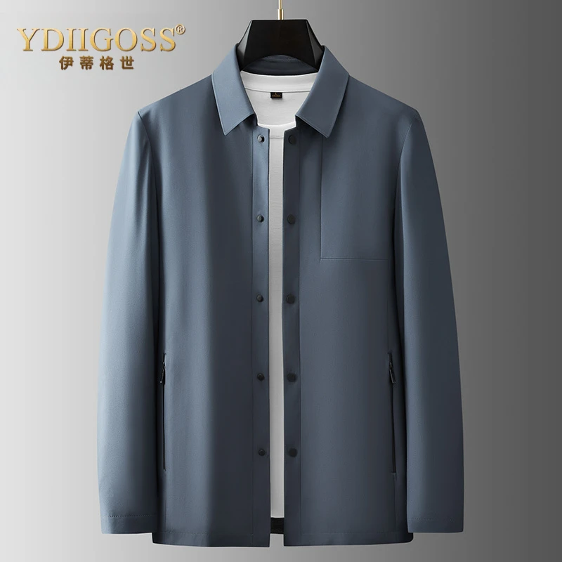 YDIIGOSS夹克商务休闲中年男士秋季新款高端翻领上衣春秋外套