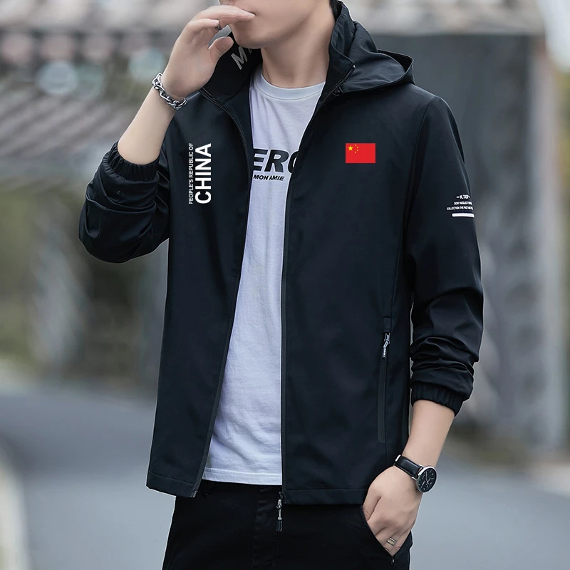 男士加绒加厚保暖夹克外套秋冬中国队China休闲可脱卸帽开衫外套