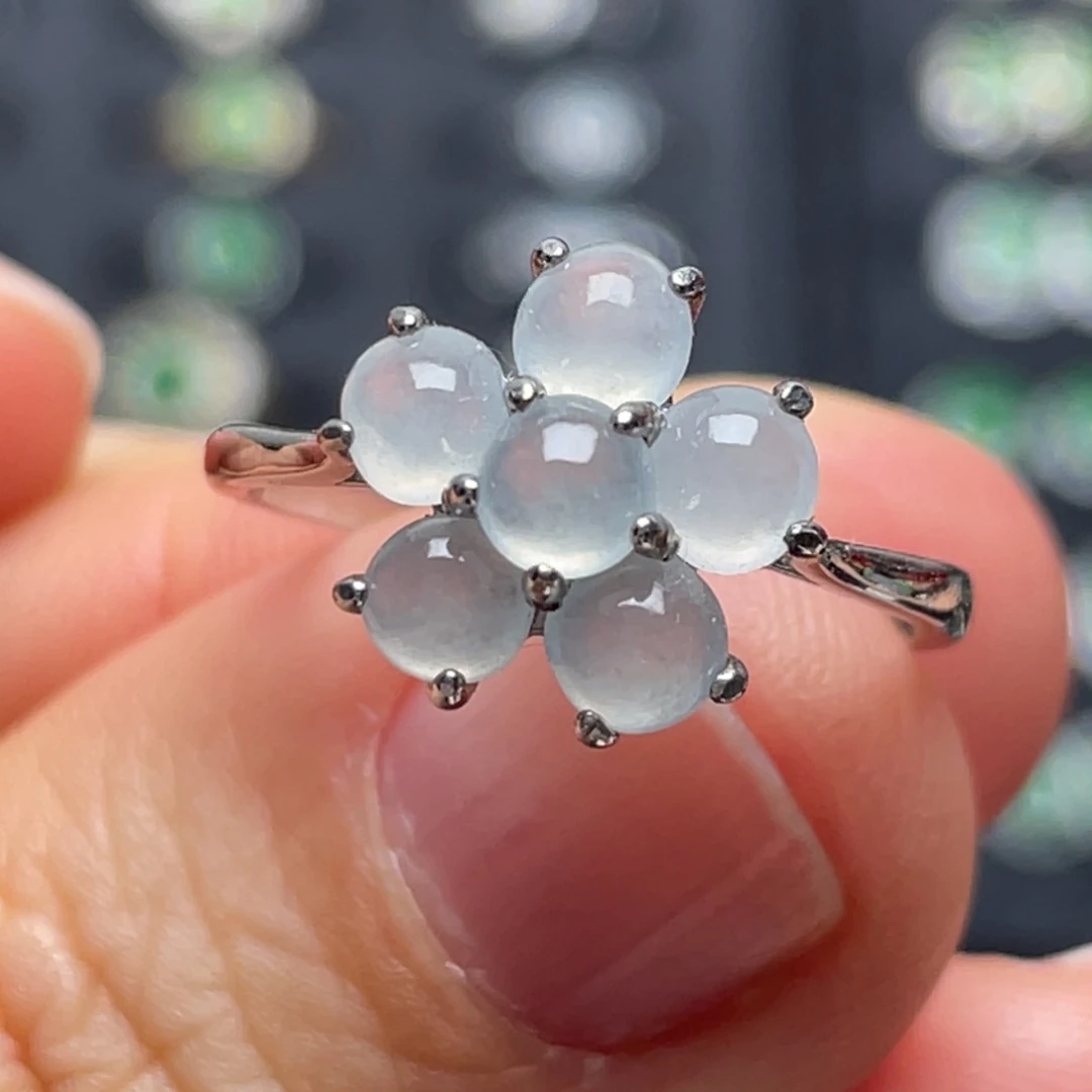 翡翠银S925镶嵌戒指纯天然缅甸翡翠A货